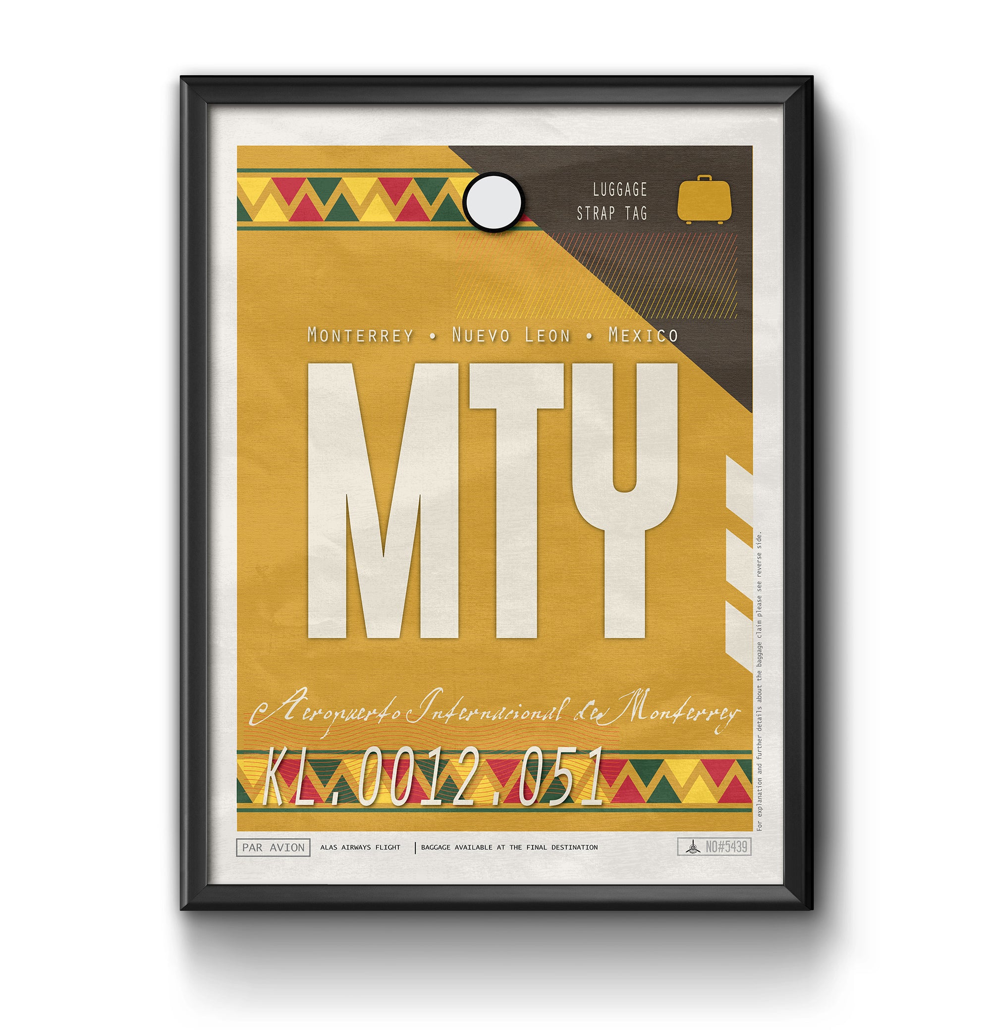monterrey mexico MTY airport tag poster luggage tag 