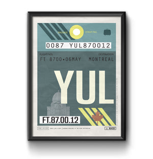 montreal canada YUL airport tag poster luggage tag 