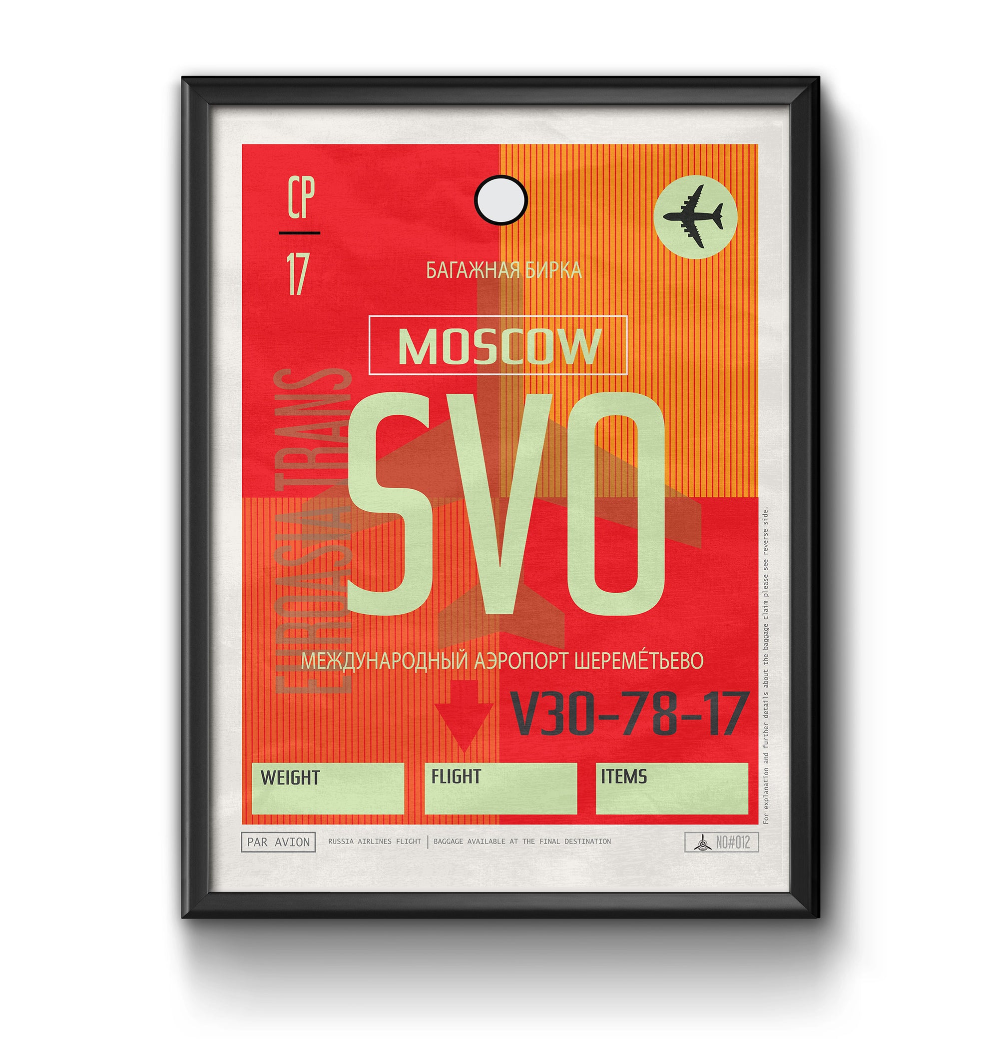 moscow russia SVO airport tag poster luggage tag 