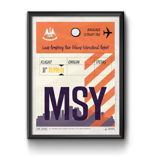 new orleans Louisiana MSY airport tag poster luggage tag 