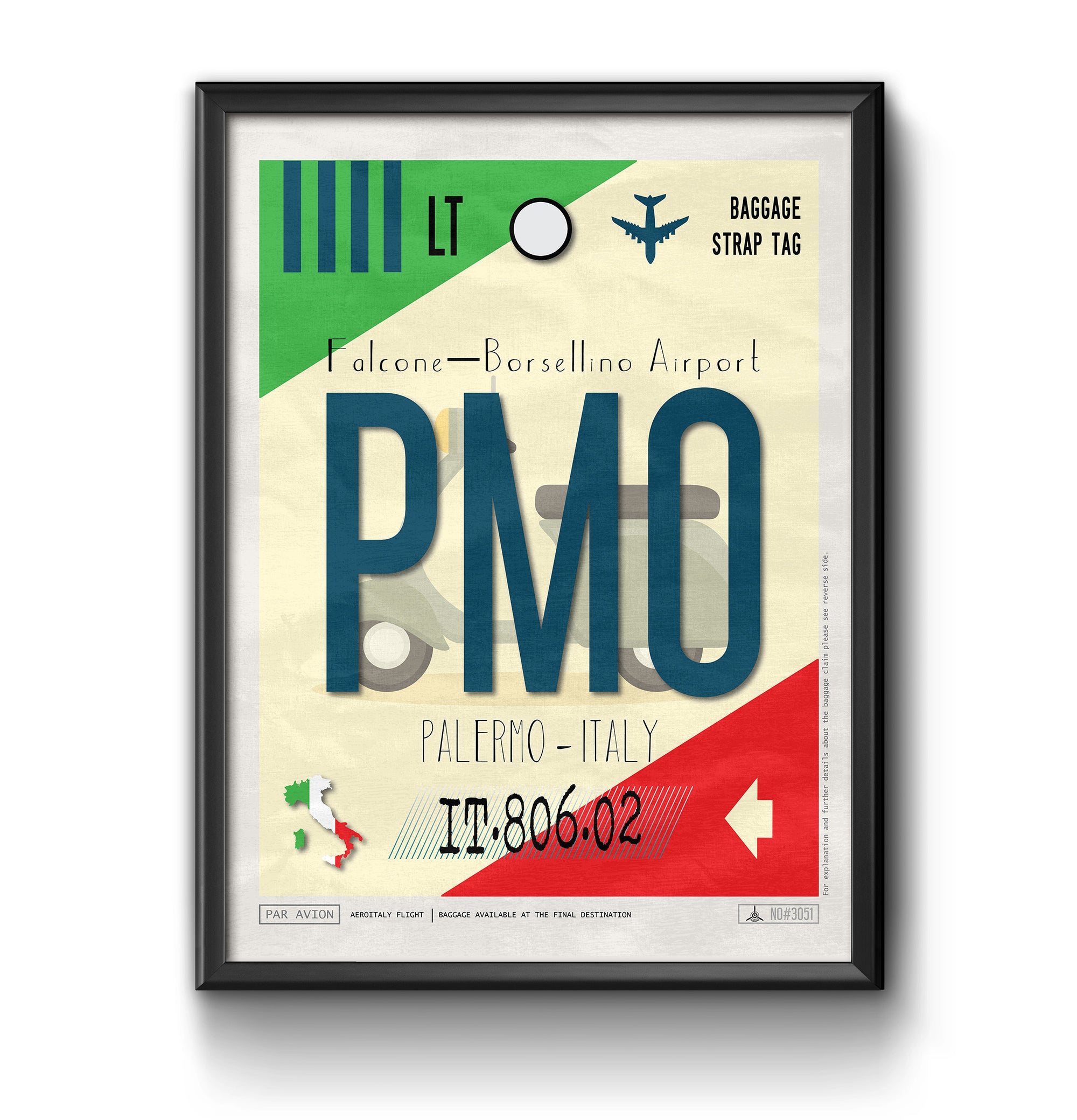 palermo italy PMO airport tag poster luggage tag 