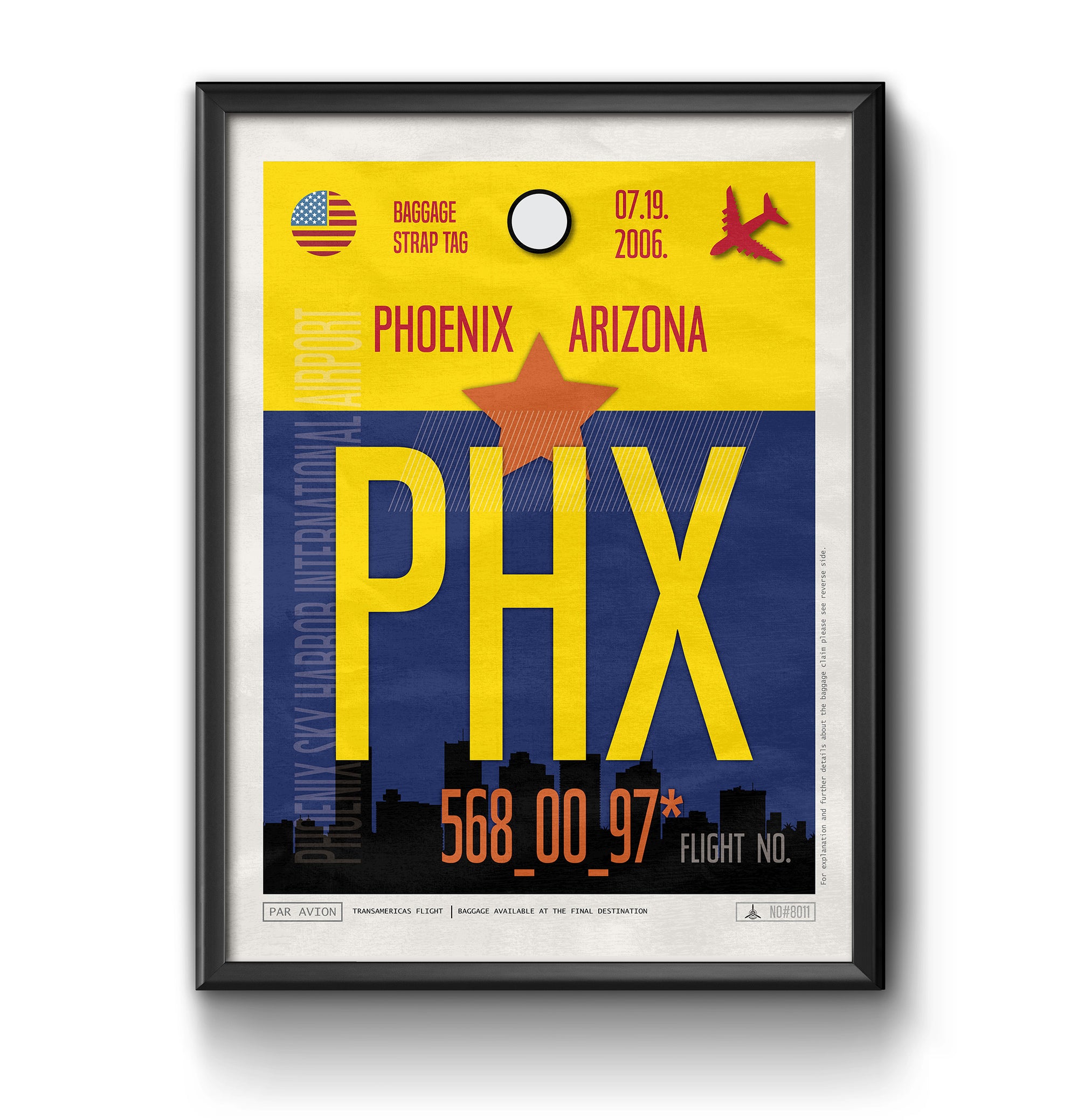 phoenix arizona PHX airport tag poster luggage tag 