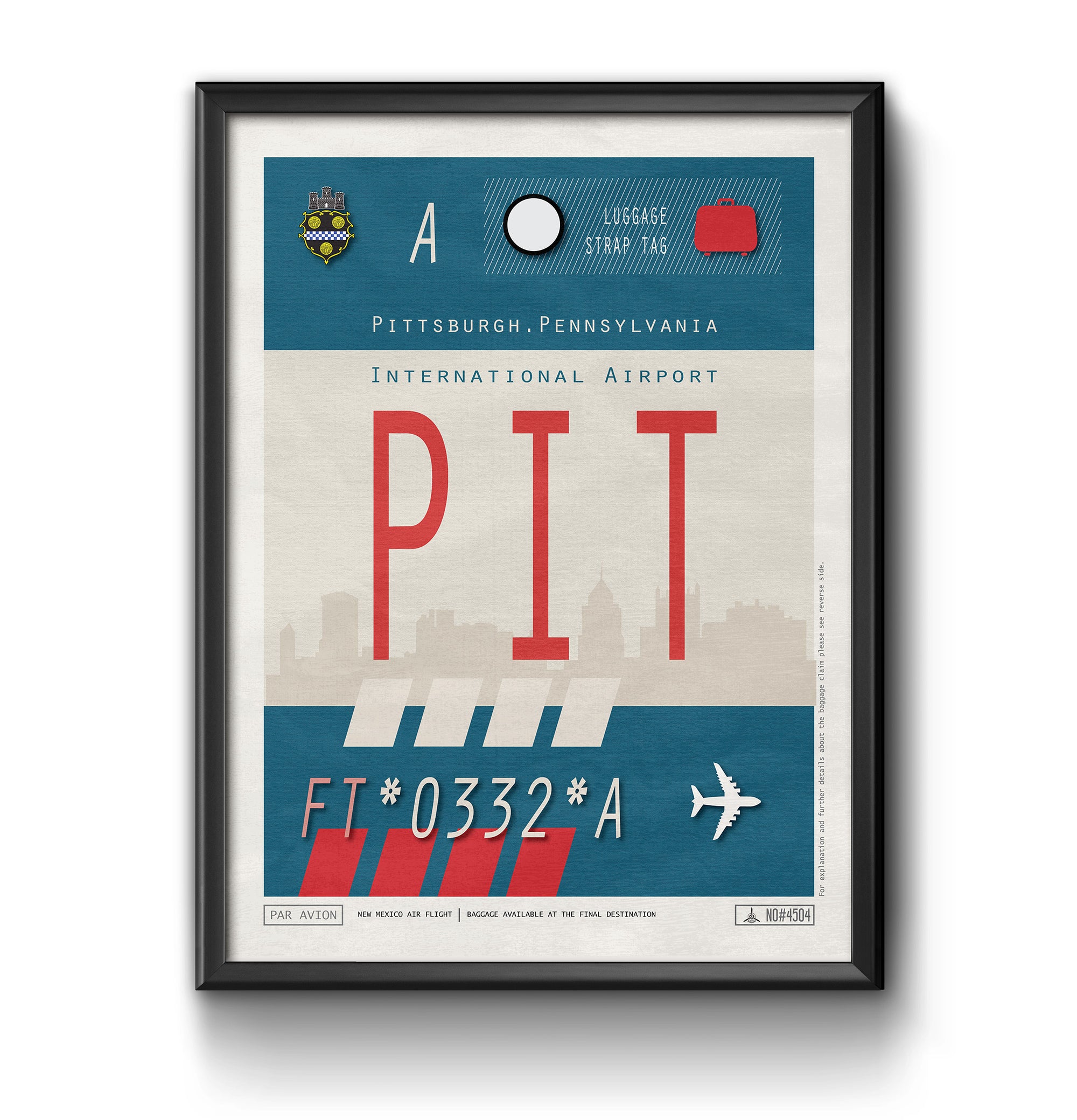 pittsburgh pennsylvania PIT airport tag poster luggage tag 