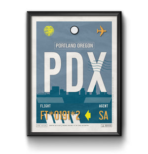 portland oregon PDX airport tag poster luggage tag 