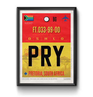 pretoria south africa PRY airport tag poster luggage tag 