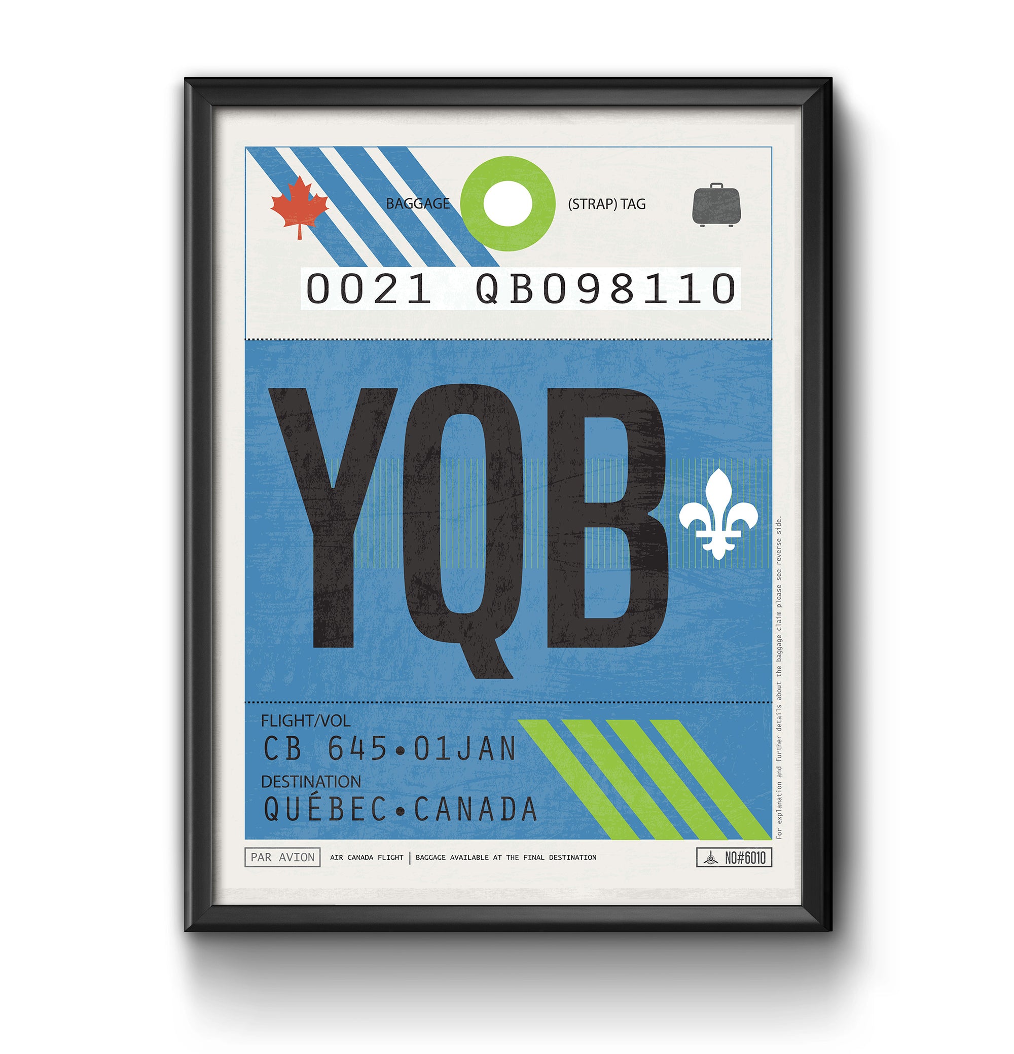 quebec canada YQB airport tag poster luggage tag 