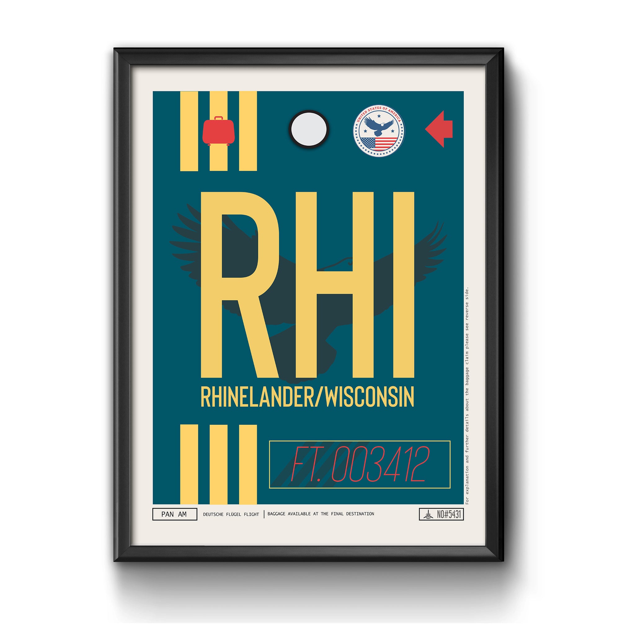 Rhinelander, Wisconsin, USA - RHI Airport Code Poster
