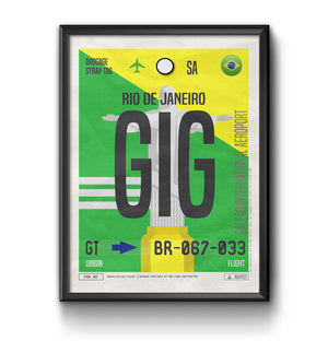 rio de jainero brazil GIG airport tag poster luggage tag 
