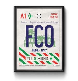 rome italy FCO airport tag poster luggage tag 