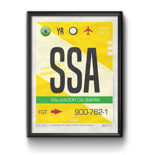salvador da bahia brazil SSA airport tag poster luggage tag 