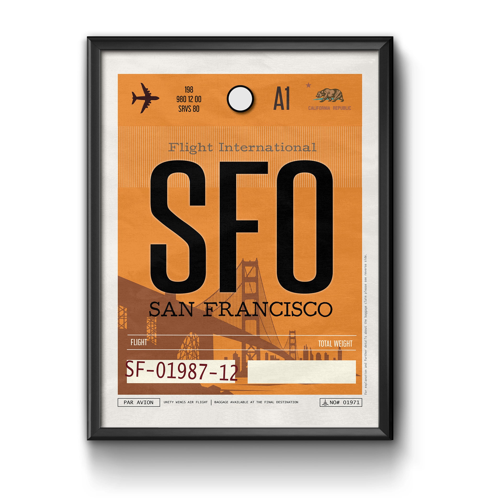 san francisco california SFO airport tag poster luggage tag 