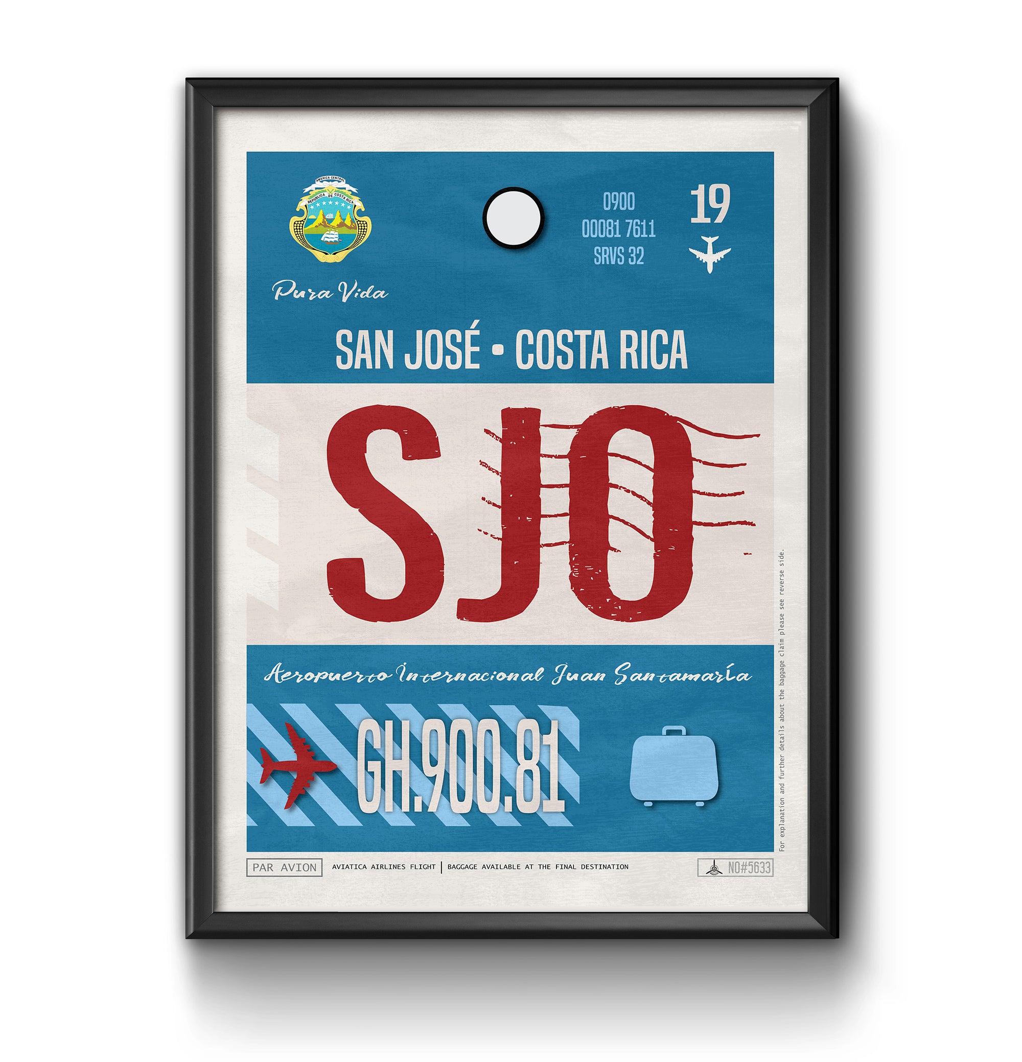 san jose costa rica SJO airport tag poster luggage tag 