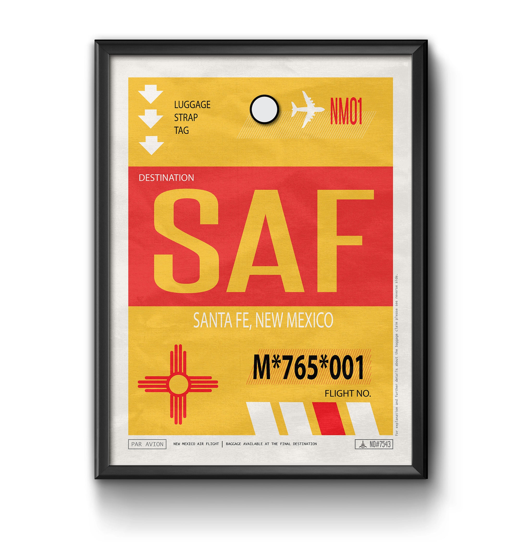santa fe new mexico SAF airport tag poster luggage tag 