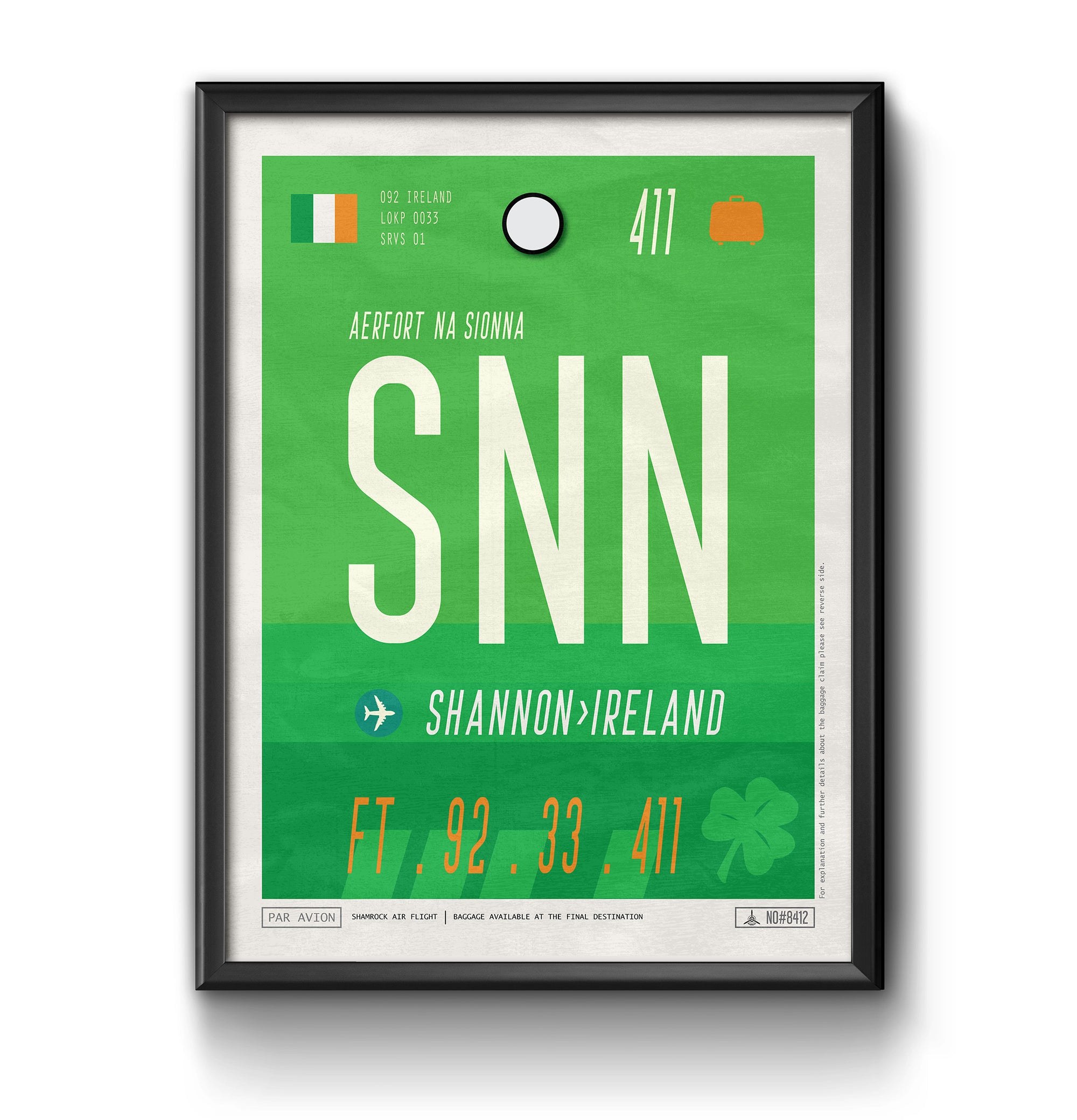 shannon ireland SNN airport tag poster luggage tag 