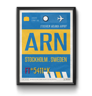stockholm sweden ARN airport tag poster luggage tag 