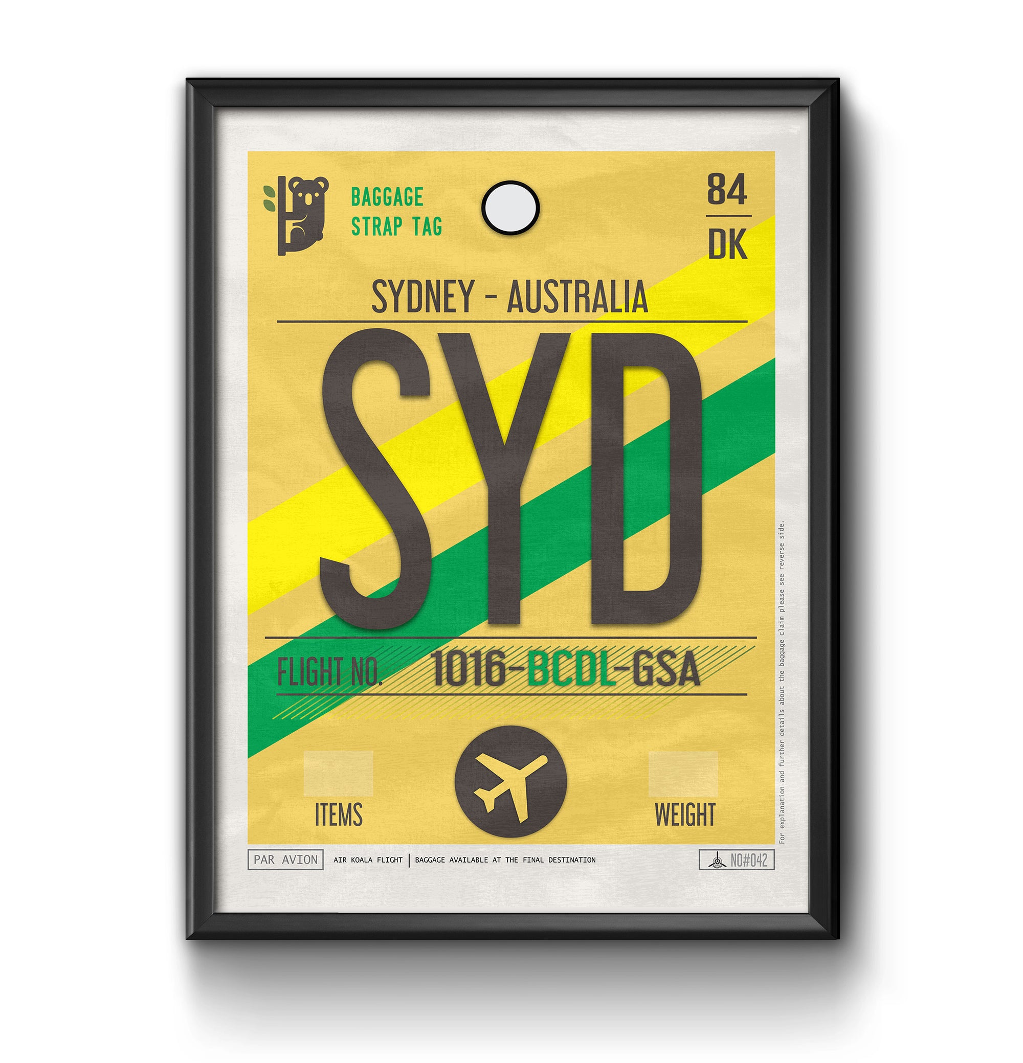 sydney australia SYD airport tag poster luggage tag 
