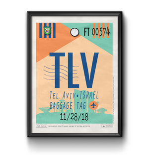 tel aviv israel TLV  airport tag poster luggage tag 