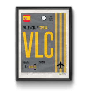 valenci spain VLC airport tag poster luggage tag 
