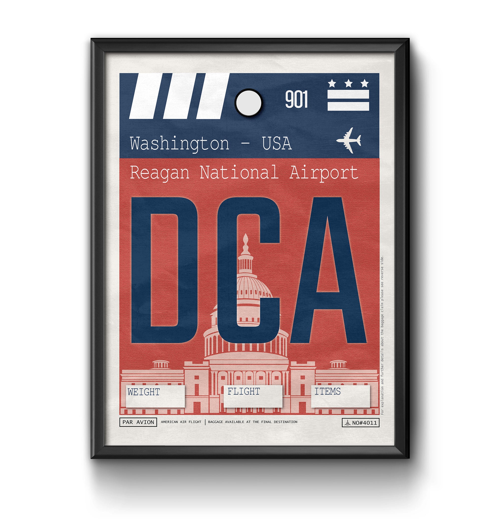 washington DC DCA airport tag poster luggage tag 