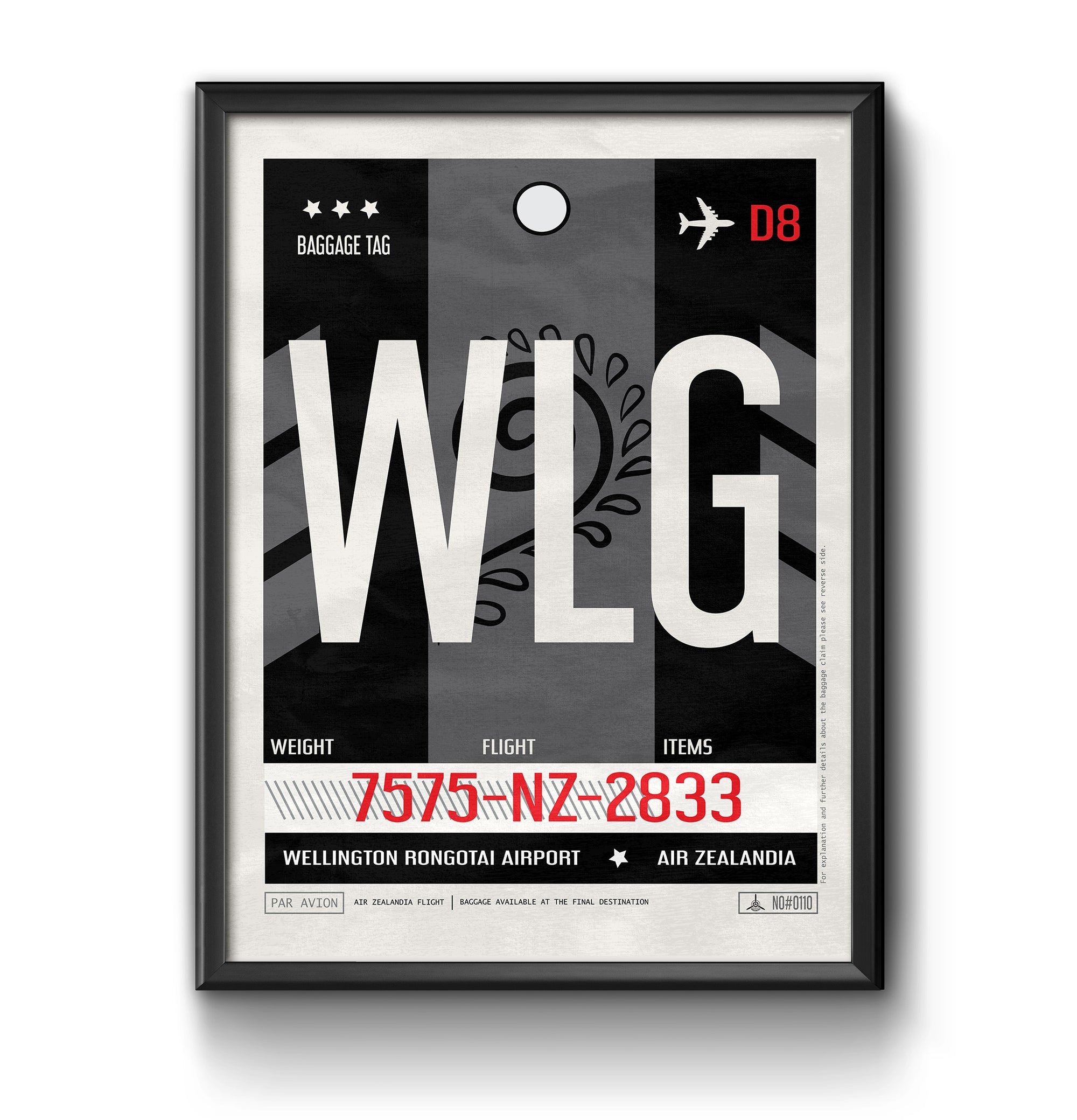 wellington new zealand WLG airport tag poster luggage tag 