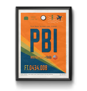 west palm beach florida PBI airport tag poster luggage tag 